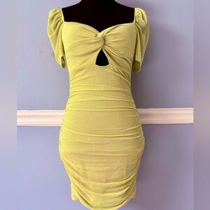 SHEIN Light Yellow Ruched Mini Dress M
